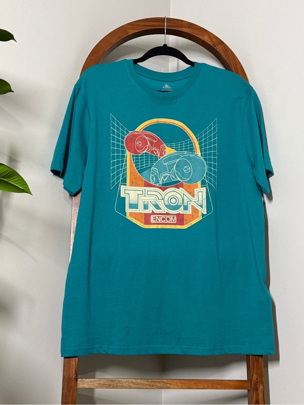 Disney Parks Tron MEDIUM Teal Lightcycle Run Retro Graphic Tee Shirt NEW